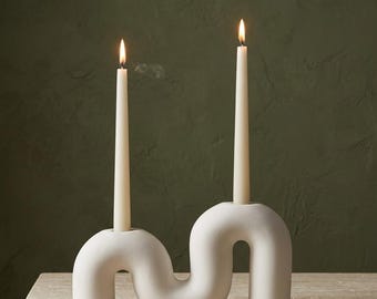 S Shape Candle Holder, Arch Candlestick Holder, Minimalist Ceramic Decor, Modern Sculptural Candle Holder, Neutral Home Decor