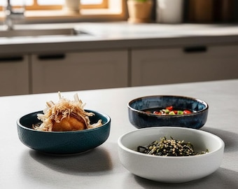 Japanese ceramic dipping bowl 3.5 in | soy sauce dish | small round seasoning plate