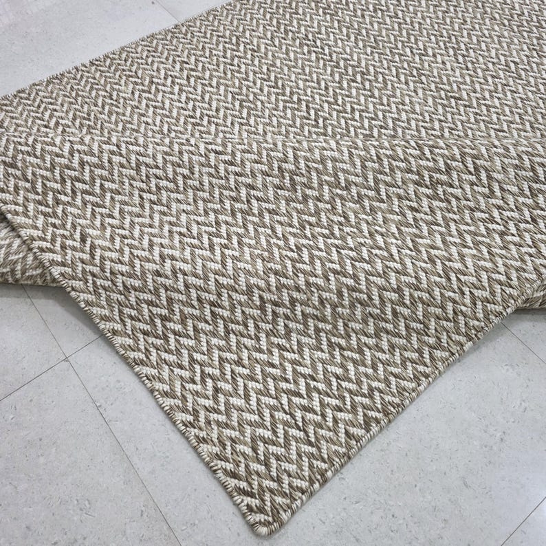 Handwoven Wool Herringbone Rug: Boho Scandi Flatweave Dhurrie 5x8 - Etsy