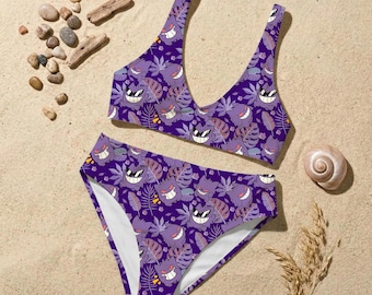 Gengar Inspired Bikini Set, Ghost Anime Swimsuit, Dark Aesthetic Two Piece, Spooky Cute Beachwear, Kawaii Summer Vacation Outfit