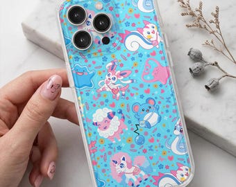Ditto Sylveon Pachirisu Inspired Phone Case, Cute Pokemon iPhone Case, Marill Togepi Wooper Samsung Galaxy Case, Kawaii Gift
