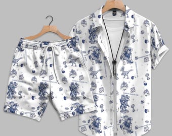 Carl inspiriert Hawaiihemd, Fantasy Aloha Hemd, Abenteuer Strand Shirt, Tropischer Urlaub