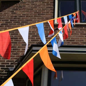 Outdoor bunting red white blue orange, Dutch bunting flags - waterproof fabric banner for outdoor use, 14 meters 42 feet