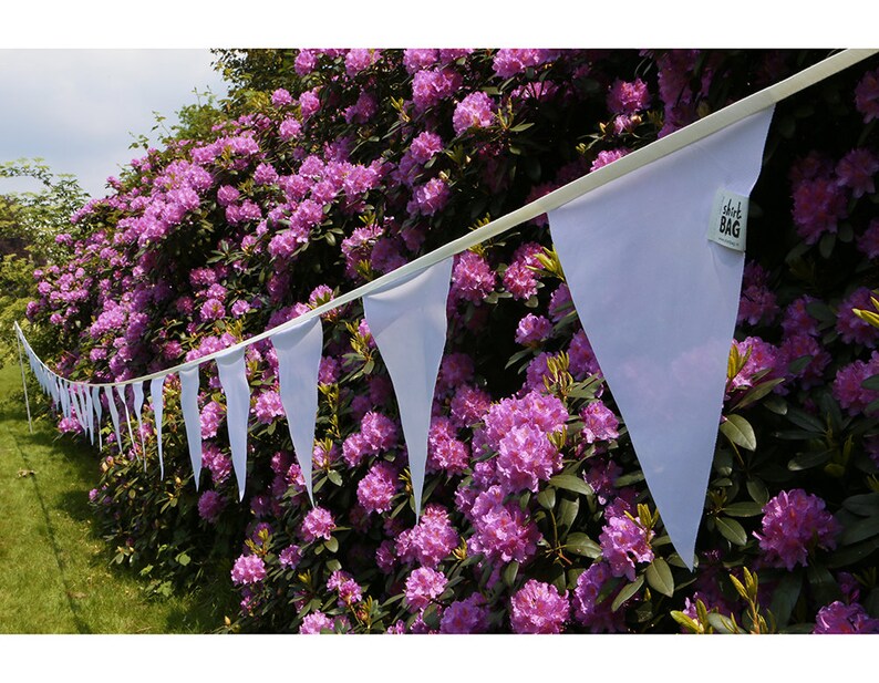 White Bunting Flags Outdoor Bunting Waterproof Fabric Banner, Pennant
