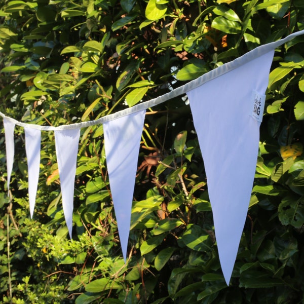 White bunting flags - outdoor bunting waterproof fabric banner, pennant flags, 4+ meters - 3.6+ yard