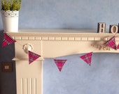 Tartan Fabric Bunting - Pink, Black, and White