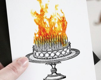 DIY Birthday Card | Funny Cake On Fire Birthday Card | Printable Greeting Card