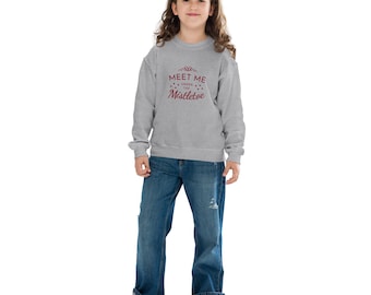 Sudadera juvenil de cuello redondo, sudadera con estampado "Meet Me Under Mistletoe"