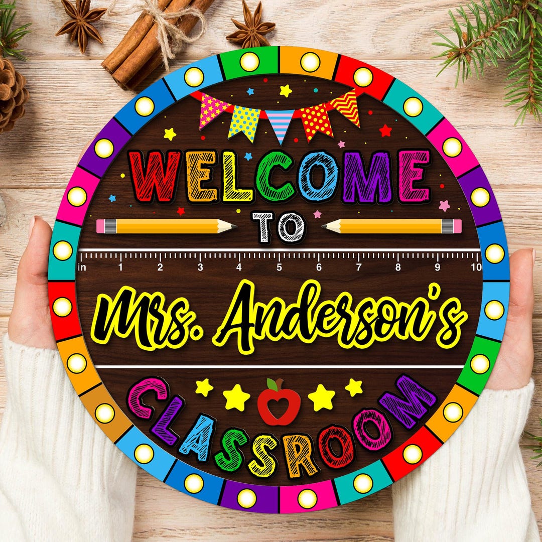 Personalized Teacher Classroom Door Sign, Rainbow Welcome Decor - Etsy