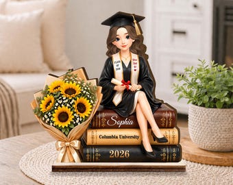 Placa de graduación personalizada, recuerdo de graduación a medida, diseño de girasol, promoción de 2026.