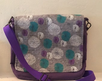 Purple and Grey circles Messenger bag