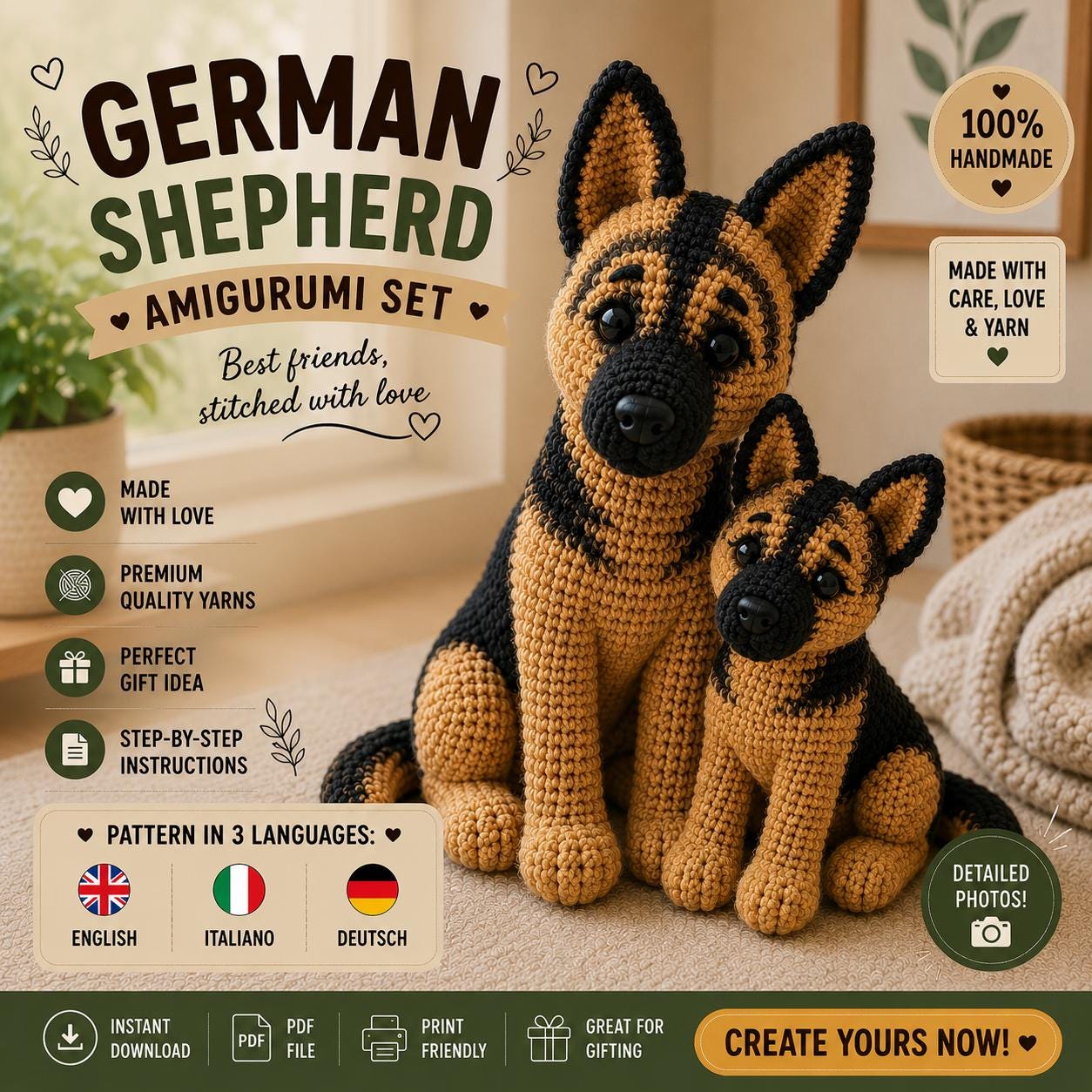 Greman Pattern 40 German Shepherd Crochet Patterns: Create Adorable Dogs from Yarn