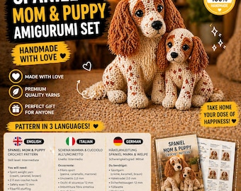 Spaniel Crochet Pattern Cocker Spaniel Crochet Pattern PDF, Mama and Puppy Amigurumi, 3 ...