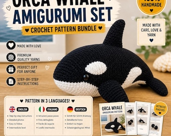 Orca-Häkelanleitung (PDF), Schwertwal-Amigurumi, Meerestier