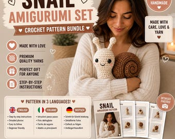 Schnecken-Häkelanleitung (PDF), Amigurumi-Schnecke, Spiralenschnecken-Plüschtier