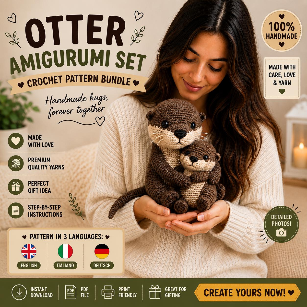 39 Otter Crochet Patterns for Cute Gifts, Nursery Decor, and Pocket-Sized Amigurumi 31 Otter Mom and Baby Otter Amigurumi