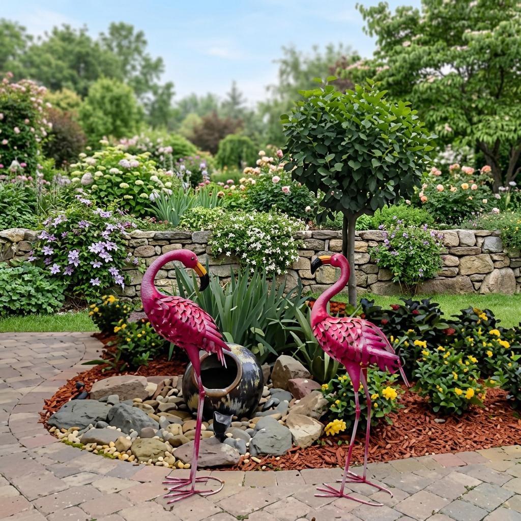 Décoration Extérieure Flamant Flamants Roses Tournoyants Vent Enseak