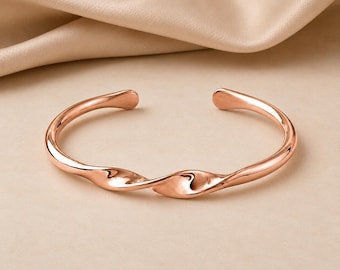 Pure Copper Cuff Bracelet | Handmade Adjustable Copper Bracelet | Minimalist Open Cuff | Unisex Copper Jewelry | Gift for Women, Men