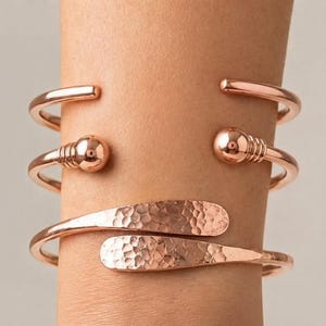 Pure Copper Bracelet, Twisted Minimalist Adjustable Cuff Bangle Handmade Jewelry Gift for Her, Gift for Him, Gift for Wife