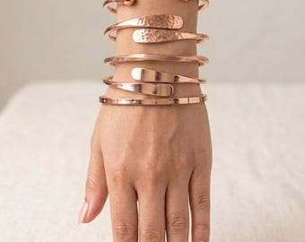 100% massief puur koperen armband, gedraaide minimalistische verstelbare manchet armband handgemaakte sieraden cadeau voor haar hem