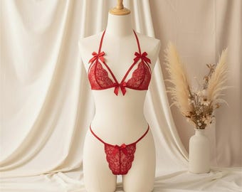 Dam-bh-set i spets, broderade blommiga underkläder, mjuk push-up-bralette, set med underkläder i transparent mesh