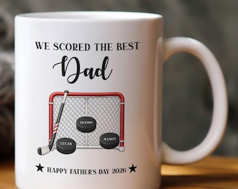 Gepersonaliseerde mok voor vader, vaderdagcadeau voor hockeyvader, gepersonaliseerde hockeykoffiekop voor vader