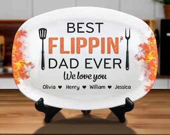 Il miglior papà di sempre - Piatto personalizzato, decorazione per la cucina per la festa del papà, regalo per papà, vassoio da portata per barbecue