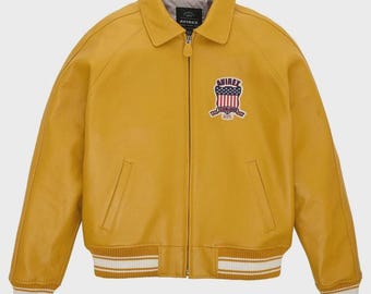 Avirex USA Lambskin Leather Bomber Jacket – Varsity Style Streetwear Fashion Him