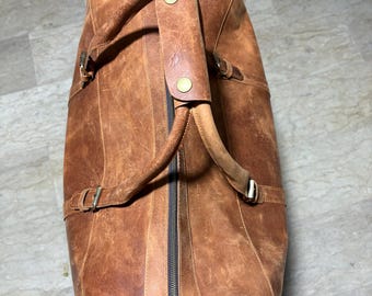 Personalisierte handgefertigte Top Grain Leder Weekender Bag mit verstellbarem Schultergurt und Innentasche, Retro Style Duffel Bag Geschenk ihn