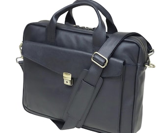 Genuine Leather Laptop Bag: Professional Briefcase, Messenger Style, Fits 14-15" Laptops
