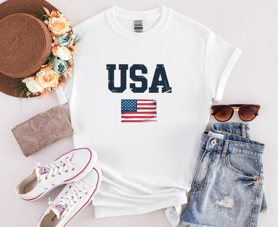USA Patriotic Shirt, American Flag Tee, Fourth of July Shirt, USA Graphic Tee, Independence Day Shirt, Vintage USA Tee
