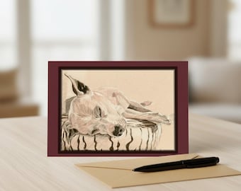 Staffordshire Bull Terrier Fine Art Greetings Card, Charcoal Drawing, for Dog Lovers