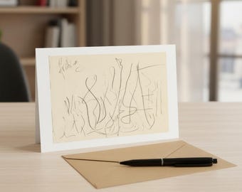 Fine Art Greetings Card, Abstract Drawing for Modern Art Lovers, 'Frühling'