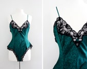 Vintage Christian Dior Black Lace Teddy Chemise Lingerie - Size Large
