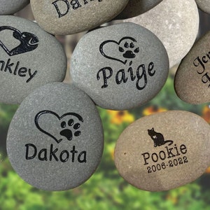 Pet memorial stone 2 3 inch river rock pet grave marker custom engraved and personalized pet stone image 2
