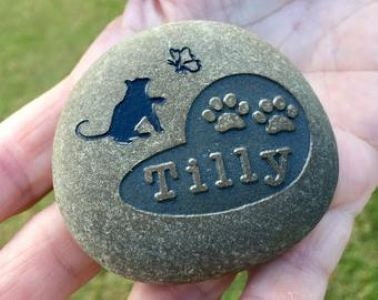Custom 2 - 3 inch Pet Memorial Rock marker memorial oathing stone