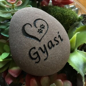 Engraved Natural Pet Memorial Rock Stone Black Lettering for Flower Garden Marker Desk Etched 3 to 3.5 Inch image 7