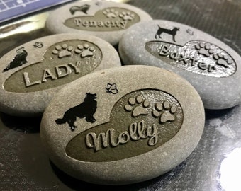 Custom 2 - 3 inch Pet Memorial Rock marker memorial oathing stone