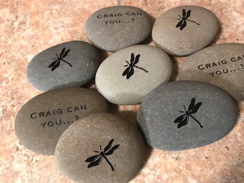 Engraved Natural Pet Memorial Rock Stone Black Lettering for Flower Garden Marker Desk Etched 3 to 3.5 Inch image 4