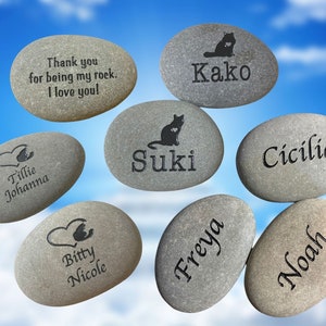 Pet memorial stone 2 3 inch river rock pet grave marker custom engraved and personalized pet stone image 7