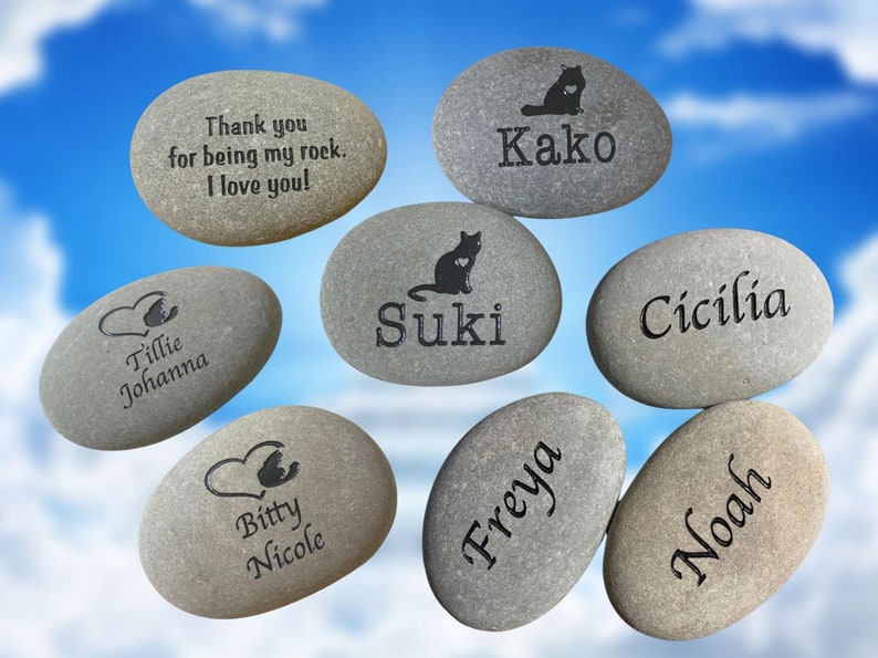 Pet memorial stone 2 3 inch river rock pet grave marker custom engraved and personalized pet stone image 7