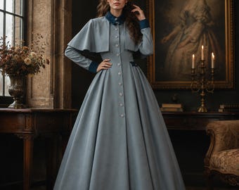 Victoriaanse trouwjurk, vintage bruidsjurk, regentschapstijdperk, cottage-romantiek met lange mouwen