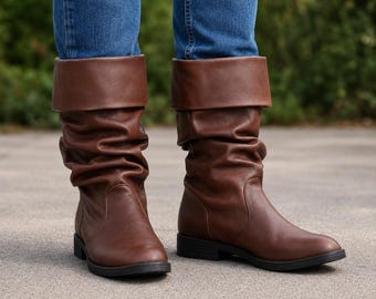 Medieval Pirate Boots, Renaissance Leather Footwear, Viking Fantasy, Cosplay Shoes, LARP Handmade Costume