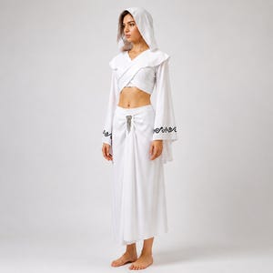 Princess Zelda Costume, Cosplay White Hooded, Fantasy Royal Goddess, Medieval Dress Outfit, Amidala