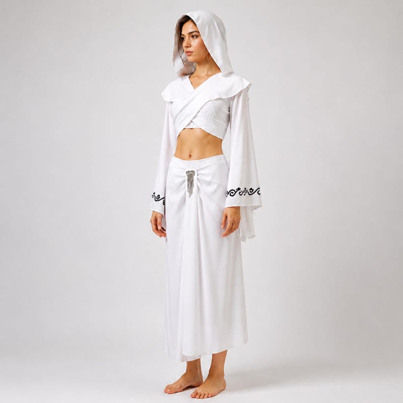 Princess Zelda Costume, Cosplay White Hooded, Fantasy Royal Goddess, Medieval Dress Outfit, Amidala