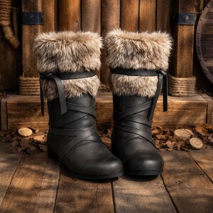 Medieval Viking Boots, Renaissance Leather Footwear, Fantasy Cosplay Shoes, Nordic Warrior, Costume Handmade