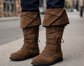 Handmade Medieval Boots, Viking Leather Footwear, Renaissance Fantasy Cosplay, Shoes LARP Ranger Warrior