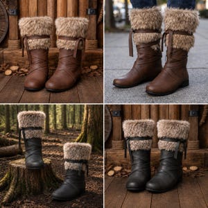 Medieval Viking Boots, Renaissance Leather Footwear, Fantasy Cosplay Shoes, Nordic Warrior, Costume Handmade