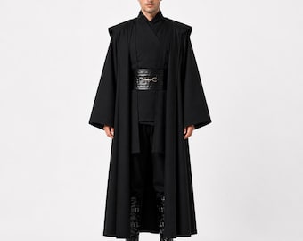 Donker jedi-gewaad Sith-kostuum, fantasiemantel, cosplay-outfit krijger, middeleeuwse tuniek, Halloween-kleding