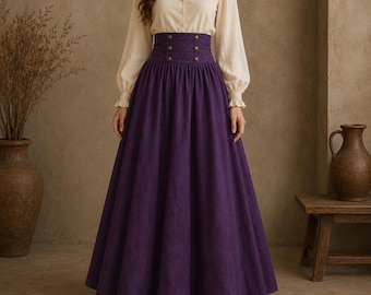 Medieval Skirt, Victorian Prairie Maxi, Regency Vintage, Modest Farmhouse, Clothing Fashion